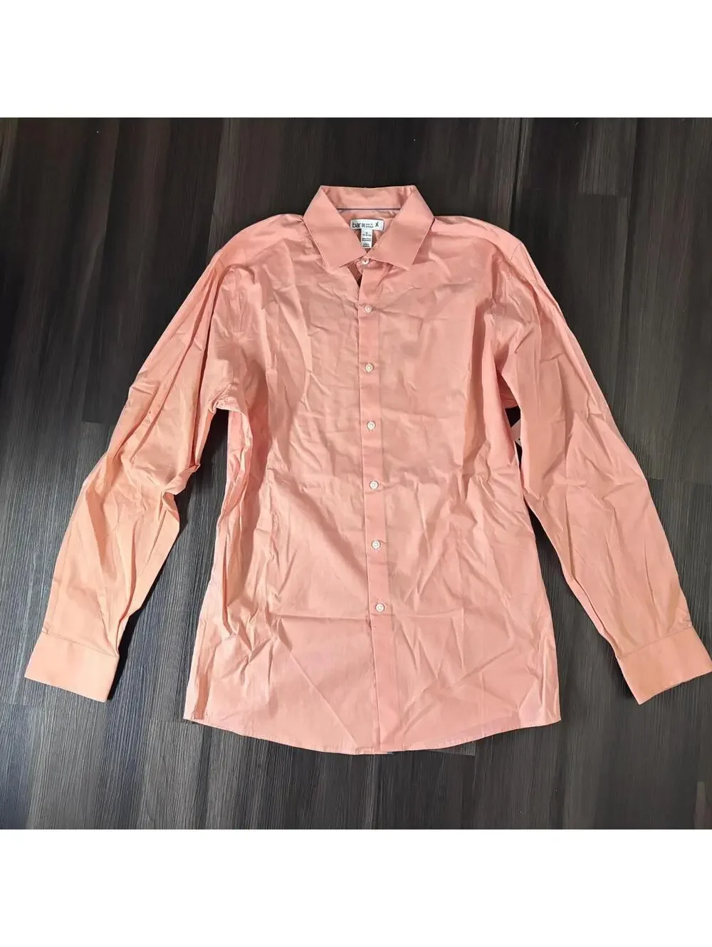 Bar III Men's Button Down Shirt Size Medium Coral Long Sleeve Slim Fit Stretch
